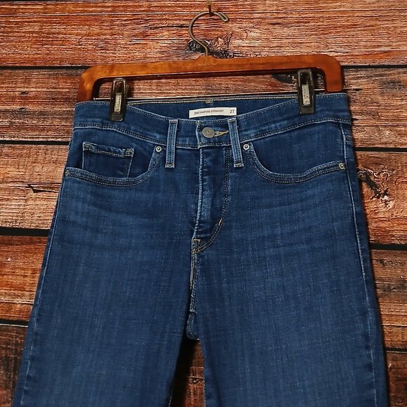 Levi's 314 Jeans Size 27 Shaping Straight Mid Rise Blue Denim Stretch - Picture 5 of 10